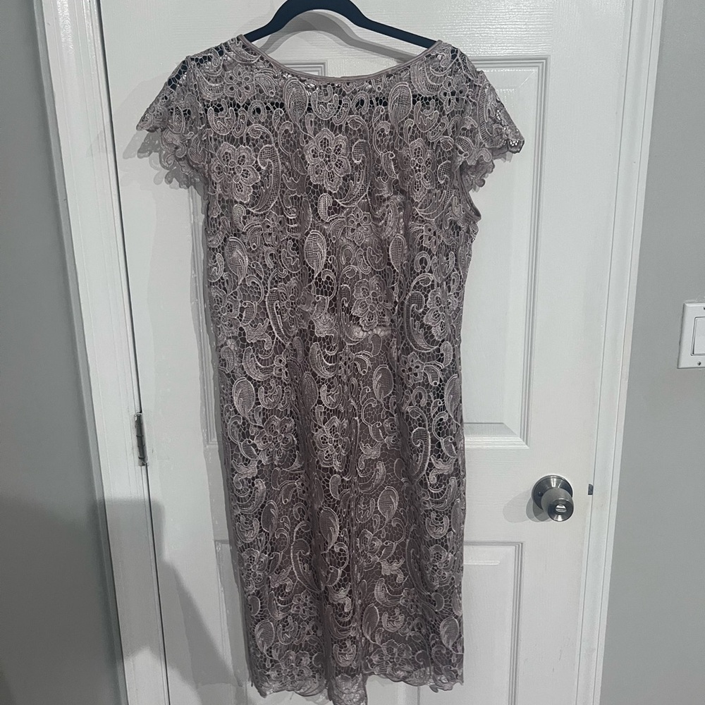 Patra Brown Sheath Dress with Flutter Cap Sleeves